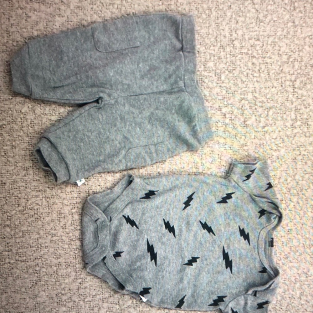 team of tiny 6M lighting Bolt onesie set